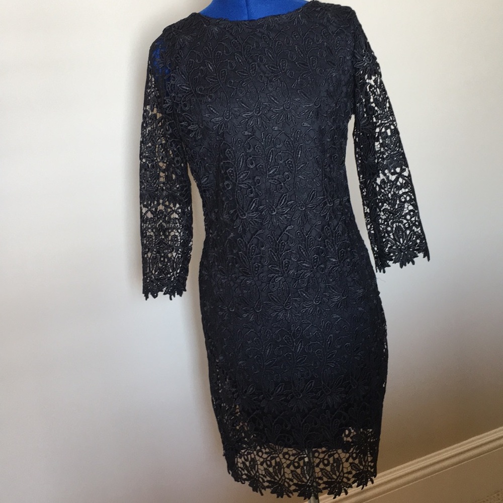 Black lace scoop back dress